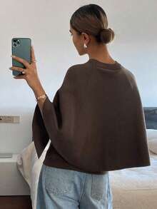 Suéter holgado de punto casual para mujer, elegante jersey para oficina, negocios, trayecto, adecuado para otoño, primavera, verano - Marrón - Ver 5