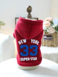 1pc Pet Clothes, Dog/Cat Apparel, Comfortable Hoodie Series For Small Dogs, Suitable For Spring And Autumn - Burgundy - View 8