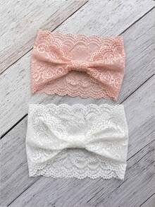 Diadema de estilo bohemio con ribete de encaje de unicolor, pañuelo elástico suave apto para yoga, fitness, boda y uso diario, viajes, fiestas - Multicolor - Ver 17