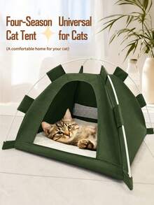 1pc Pet Tent, Breathable Washable Lightweight Solid Color Dog/Cat House, Foldable Portable Indoor/Outdoor Use All Season - Army Green - View 5