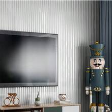 1卷乙烯基自粘墙纸，粉白条纹，防水可移除墙纸，适用于客厅、厨房、卧室、宿舍、家具翻新，秋季美学风格 - 銀色 - 查看 1