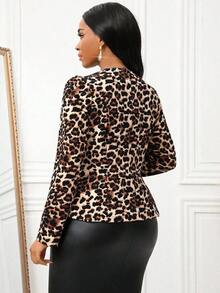 Lady Chaqueta elegante de manga abullonada y abotonadura sencilla a cuadros para mujer, de uso versátil en todas las estaciones: otoño, invierno y primavera.Ideal para el trabajo, el estilo de negocios casuales, los viajes, la docencia y salidas informales. - Negro - Ver 2