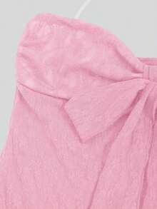 Top corto de verano para mujer con cuello halter y nudo delantero en unicolor, estilo Y2K - Rosa 2 - Ver 3