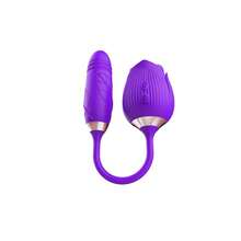 Double Dildo Sex Toy,  Toy Double Ended Sided Headed Dildo And Anal Dildos With 7 Vibrating Modes, Long Strapless Strap On Dildos Rose For Women And Couple Sex Toy - 玫瑰玩具,兩種顏色 - 查看 2