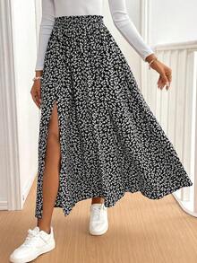 Women's Leopard Print High Slit Skirt, Long Skirt, Women Skirt, Business Casual Women, Retro, Elegant Women, Elegant Women, Fall Women Party Costumes Christmas Costumes Dating Costumes Party Costumes Halloween Costumes Summer Vacation Flower Holiday Resort - Camel - Ver 11