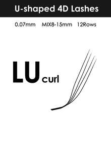 Seedew 1pc 12Rows U-Shaped 4D/5D Lashes U Lash Extensions U-4D U-5D 0.07mm Mix8-15mm Mix8-13mm C D L LU Curl Eyelashes Volume Eyelash Natural Soft DIY Premade Fan False Eyelashes - Black - View 31