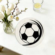 1 Set World Cup Football & Explosion Pattern Round Placemats, Suitable For Spring, Summer, Autumn And Winter. Designed With Multicolor Patterns, Made Of 100% Polyester Fabric - Multicolor - View 5