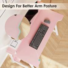 31.5"L Compact Computer Desk With Bookshelf, Home Office Gaming Table, Minimalist Bedroom Workstation, Sturdy Metal Frame And Monitor Mount, Brown Desk Color, Ideal For Small Spaces - Pink - View 7