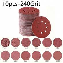 10/50片 125mm 砂紙盤 60/80/100/120/150/180/240/320/400/600/800/1000號 適用於5英吋8孔圓形底盤 - 紅色 - 查看 26