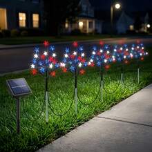 5PC 4th Of July Solar Outdoor Lights, Red White Blue Star Stake Lights, Waterproof Patriotic Flag Garden Stake Lamps, Perfect For Independence Day, Memorial Day, Yard, Pathway And Garden Decor - One Dragging Five Grounds to Insert Five-pointed Stars - View 14