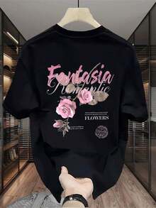 Premium Women's Fashion Brand Printed Short Sleeve T-Shirt For Summer, Heavyweight Pure Cotton, Korean And Japanese Style, Versatile Tops For Men, - 黑色 - 查看 3