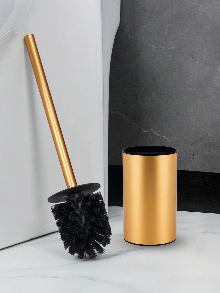1 Juego de Cepillo de Baño Redondo de Acero Inoxidable con Tapa, Cepillo de Limpieza de Grietas de Body Corto para Baño - Redondo y corto - Ver 1