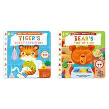 beartale 互动翻页故事书，动物日常活动图画书（公鸡起床、小猫洗脸、河马刷牙、熊整理房间），适合3-6岁儿童，蒙特梭利安静旅行玩具，学前启蒙及睡前阅读 - 彩色 - 查看 31