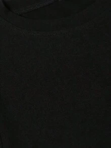 Nuevas llegadas para el verano. Camiseta de manga corta con estampado de letras, única y linda, de estilo casual - Tejido de poliéster tejido, la elección perfecta para el verano. Moda femenina cómoda - Suave y transpirable, adecuada para uso diario informal. Blusa ligera, camisa > Hermosa. - Negro - Ver 7