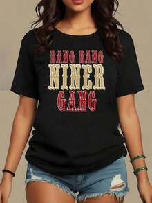Large Lettering With A Bold Message Reflecting Rebellious Energy, Modern Urban Spirit, And Feminine Confidence-Perfect For Standing Out With Attitude And Strength. A Comfortable And Modern Casual Women's T-Shirt-Vintage Street Style Unisex Loose Cotton Short Sleeve Crew Neck Shirt - 黑色 - 查看 7