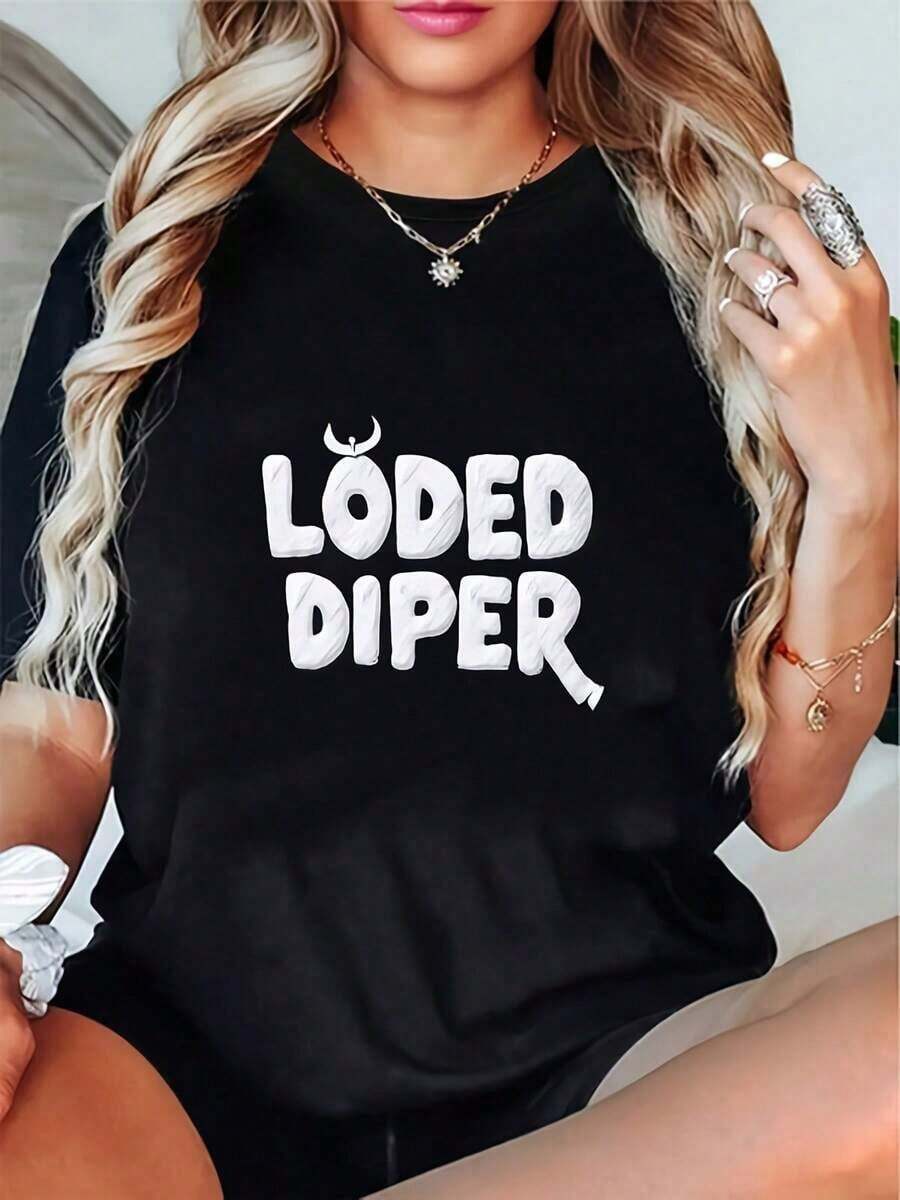 Loded Diper T-Shirt - Soft And Comfortable Short-Sleeved Cotton Crew Neck T-Shirt With A Novel Graphic Design, Perfect For Fans And Casual Wear - Excellent Gift Idea For Birthdays, Holidays, Concerts And Everyday Fashion - Unisex Loose-Fitting Short-Sleeved Crew Neck Cotton T-Shirt, Urban Vintage Style. - 白色 - 查看 1