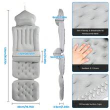 Full Body Bath Pillow With Headrest Lumbar Support Quick-Drying Bathtub Cushion With Breathable 4D Honeycomb Mesh Cushion Nonslip Machine Washable - Gray - View 3