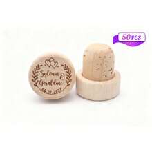 1-50pcs Customized Engraved Pattern Name Wine Bottle Stoppers, Helps Better Preserve Wine, Home Decor, Unique Gift For Friends And Family, Suitable For Birthday, Anniversary, Wedding Gift, Groomsmen And Bridesmaid Gift - Wood Color - View 8
