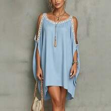 2026 Summer New Sleeveless Off-Shoulder Loose Super Stylish Halter Neck Dress - 軍綠色 - 查看 4