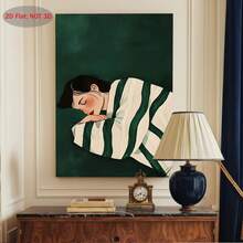 2D Flat, 1pc, 2D Flat Frame Canvas Painting, Girl Sping Painting With Sted Blanket Green Wall Art Digital Download Modern Woman Painting Abstract Woman Poster Bedroom Wall Decor, Day Gift, Beautiful Family Gift, Suitable For Bedroom, Living - đóng khung - Xem 7