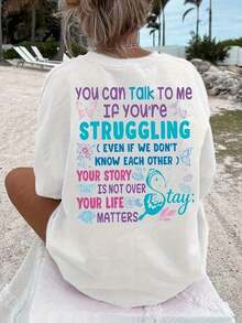 Camiseta con Diseño Inspirador de Playa - Camiseta Blanca para Mujer - Camiseta Casual de Manga Corta y Corte Ajustado con Texto Motivacional Colorido e Ilustraciones Divertidas con Mariposas y una Sirena |     Perfecta para salidas informales y para contagiar positividad en la playa, solo ropa de verano, camiseta de verano de manga corta con cuello redondo y estampado informal para mujer. |     Pascua y Día de San Patricio, Día de la Independencia - Estilo - Ver 7