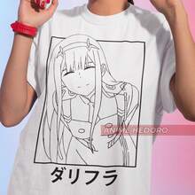Camiseta de anime UniS1ex Darling Waifu Material, Camiseta de mujer anime Zero Two3 - Blanco - Ver 1
