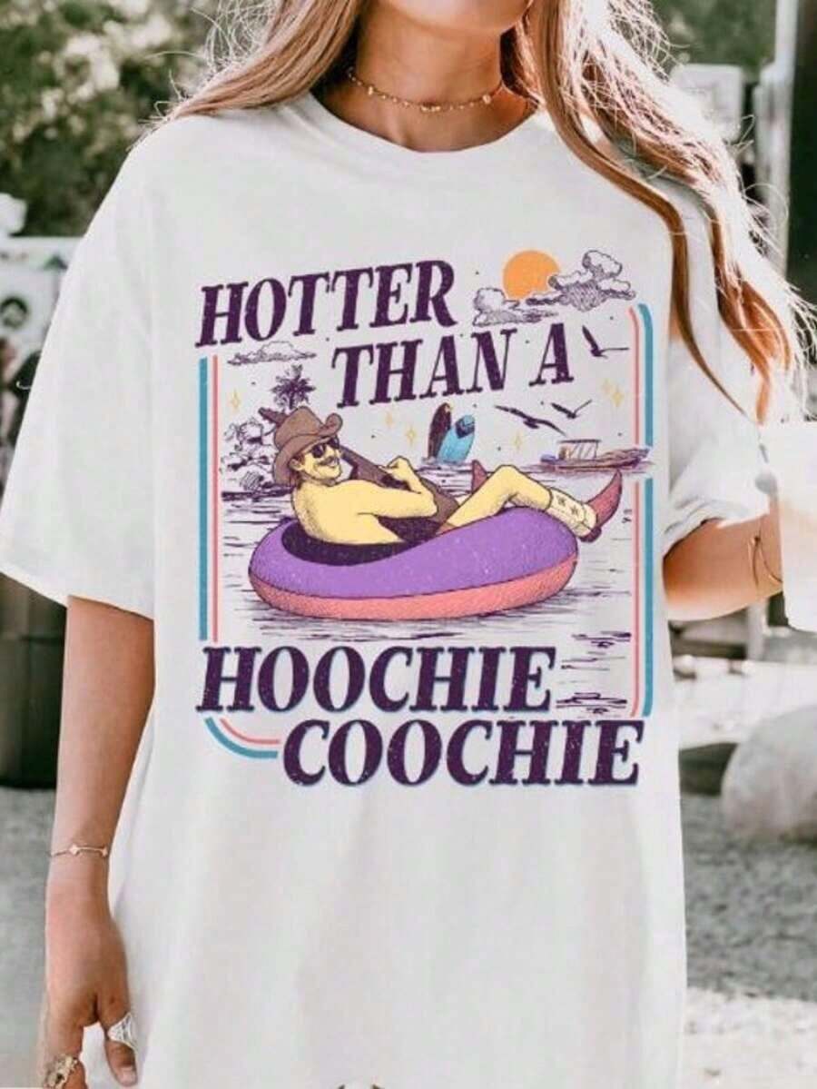 ropa de mujer Hotter Than A Shirt, Camiseta Vintage de Concierto, Camiseta de Meme para Vacaciones de Verano, Música Country de los 90, Regalo para Enamorados, Camisetas Gráficas Unisex, Camiseta Divertida, camisas de mujer - Blanco - Ver 1