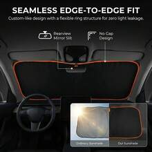 2026 New Portable Insulated Sunshade, One-Piece Car Sunshade, Specially Designed For Car Front Windshield, Titanium Silver Upgraded Thickened Sunshade, Effectively Blocks Sunlight, Easy To Install, High-Quality Fabric, Practical For Car Interior In Summer, Suitable For Travel And Camping, Fits Sedans, SUVs And Trucks - Black - View 5