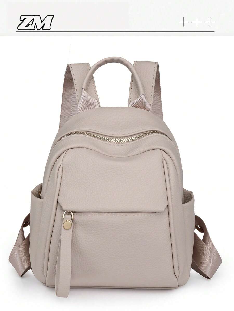 Women's Contrast Color Fashionable Backpack, Versatile Large Capacity Casual Outdoor Lightweight Travel Bag, College Student Schoolbag (Refer To Color Details)