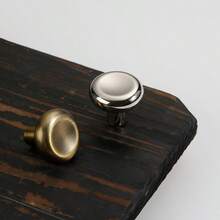 1 Pc New French-Style Luxury Round Zinc Alloy Copper Brushed, Titanium Silver, Nickel Brushed Color Single-Hole Handle - Suitable For Drawer, Cabinet, Wardrobe, Wine Cabinet, Bookshelf, Bedside Table, Storage Cabinet And Various Furniture Hardware Handles. - single hole - View 4