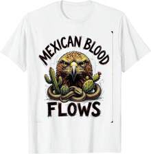 Moderno e informalMexican Blood Flows Boys Pride Design T-Shirt,Camiseta informal negra de cuello redondo para hombre,Nuevas camisetas 2026, camisas para niños, ropa para niñas, conjuntos de chicas de televisión, conjuntos a juego para madre e hija - Blanco - Ver 7