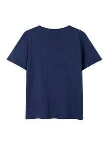 Short-Sleeved T-Shirt With American Retro Design, Unique Design, Slim Fit, Casual Style, Black Color. - ネイビーブルー - 查看 5