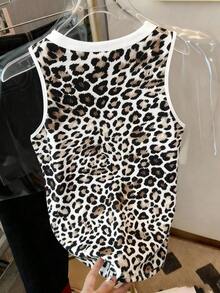 Camiseta de tirantes casual y versátil con cuello redondo y ribete acanalado a rayas para mujer - Multicolor - Ver 2