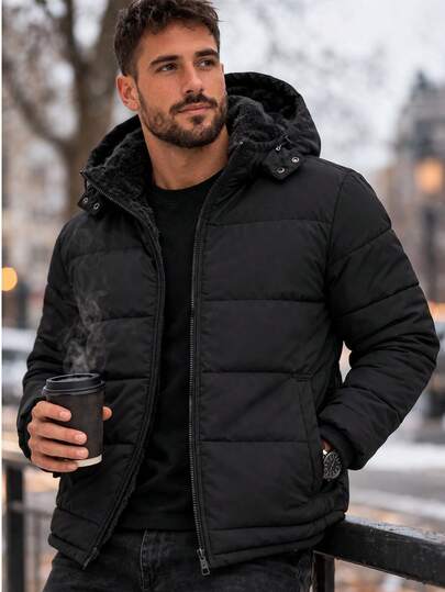 Jaqueta Masculina Térmica Impermeável Forrada Com Capuz Casaco Inverno Frio