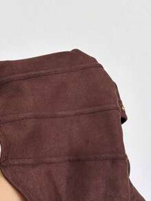 Camiseta sin mangas de punto rojo con escote en V y espalda cruzada, adecuada para citas, estilo bohemio, vacaciones, otoño, ropa de mujer, vintage, días festivos - Marrón 3 - Ver 6