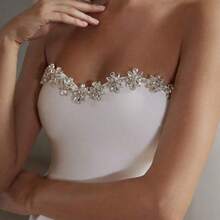 Rhinestone Decor Cropped Tube Dress, Christmas - Blanco - Ver 5