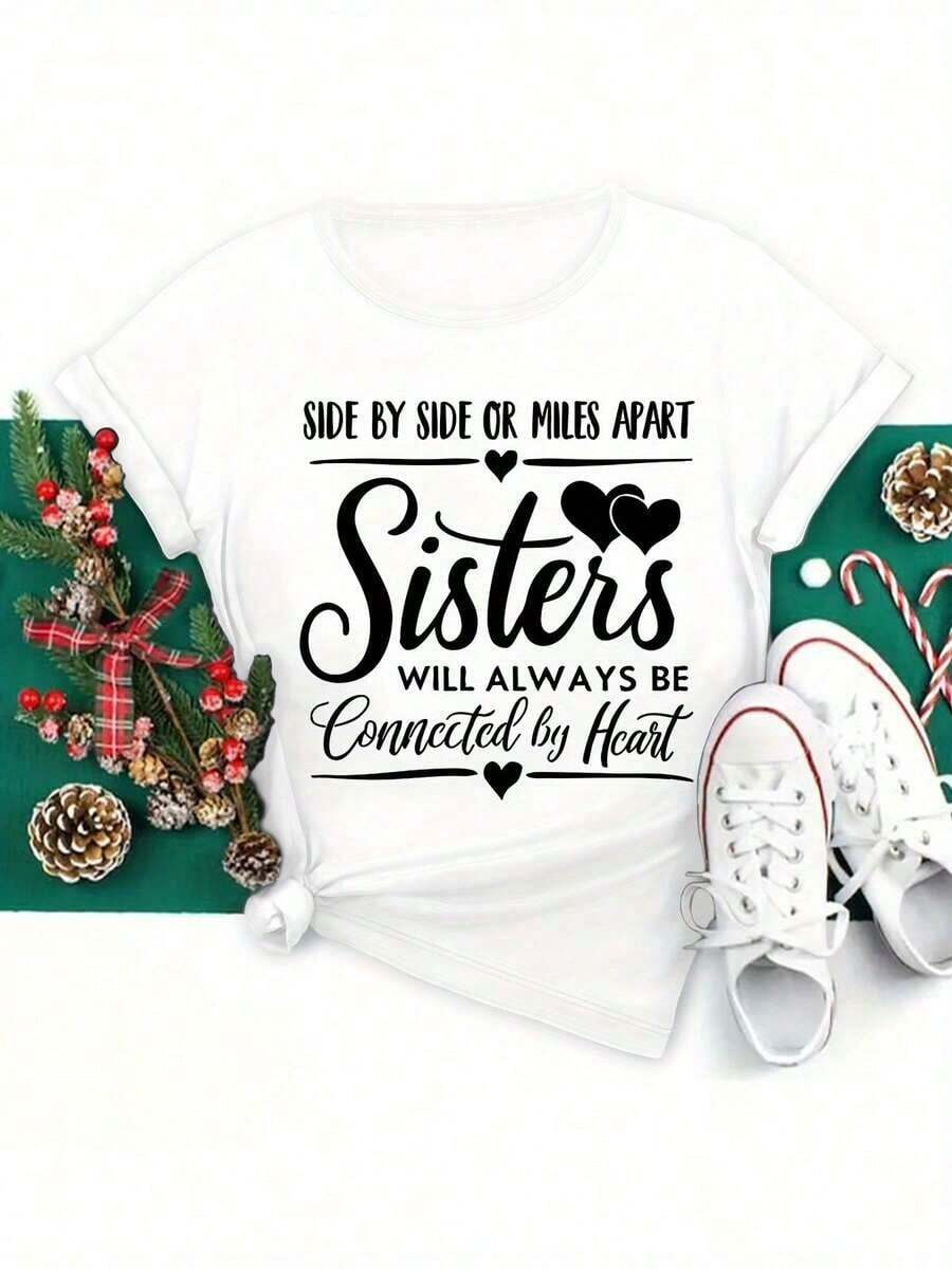 Printed T-Shirts Are Modern And Beautiful Women's Clothing. The "The Sisters" Design Is Loose-Fitting And Suitable For Sports And Parties. They Are Cute, Elegant, And Make A Stylish Gift. They Are Soft, Machine Washable, And Stretchy. These Casual Loungewear T-Shirts Have A Crew Neck And Short Sleeves And Are Made Of 100% Cotton. - 白色的 - 查看 1