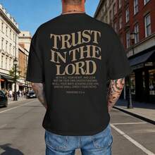Camisetas Cristianas de Jesús para Hombre, Camiseta de Confianza en el Señor, Fe en Dios, Versículo Bíblico Religioso, Camisetas de Algodón con Diseño Gráfico de Gran Tamaño JFMV - Negro - Ver 6
