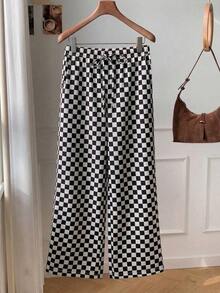 Pantalones casuales de mujer de lunares amarillos tejidos - Multicolor 3 - Ver 4