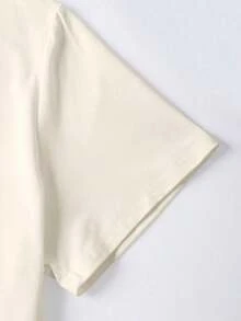 Estilo Y2K, estilo de moda, lo más nuevo de 2026, estilo lindo, estilo casual. Sellos retro de , helado de concha marina, tabla de surf.Camiseta Casual Estampada de Talla Grande. 180g (Tallas S-XXXL) - Beis - Ver 5