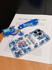 Disney Lilo And Stitch Phone Case : 3D Fluffy Pattern Border Protector Phone Soft Phone Case With A Free Cute Stitch Bracelet Chain Lanyard, Stitch, Lilo, Angel, For Apple 17 Promax 17 Pro 16 15 14 13 12 11 Pro Max XS Max X XR Soft Cover Summer Phone Case - trắng - Xem 6