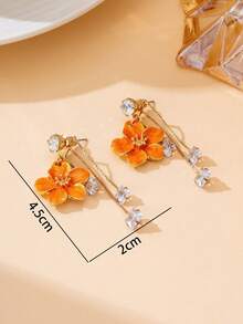 1 Pair Glamorous Handmade Orange Plumeria Pendant Earrings, Luxurious Summer New Design For Women - Orange - View 6
