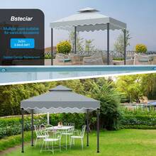 10x10 Double Tier Gazebo Canopy Replacement – 300D Polyester, Air Vent, Heavy Duty Cover Top For Outdoor Patio, Garden – Easy Install (Top Only) - Light Grey - View 6