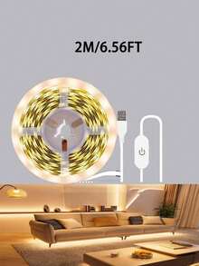 2835 LED 氛圍燈,USB 供電暖白色 LED 燈條,易於安裝,適用於客廳、臥室、櫥櫃、鏡子、天花板、廚房裝飾,可 DIY 裁剪創意使用,居家櫥櫃、梳妝台、電視背景 - 白色 - 查看 20