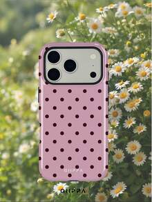 GIIPPA 1件淺粉色背景搭配棕色圓點圖案設計，Phone17 Pro Max 手機殼，相容於 Phone16 Pro Max、15 Pro Max、14 Pro Max，韓系高端時尚趣味手機殼，相容於 11/12/13/14/15/16 Pro Max Plus，優雅設計適合男女，聖誕節、情人節、復活節、婚禮季和生日送女友的完美禮物！ - 粉色 - 查看 7
