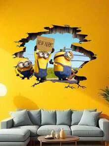 Hình dán tường 3D Minions đột phá, 4 kiểu tùy chọn, chủ đề Despicable Me, hình dán tường hoạt hình Minions màu vàng nứt nẻ cho phòng tắm, phòng ngủ, phòng khách, có thể tháo rời và chống thấm nước (Hình ảnh chỉ mang tính minh họa. Kích thước thực tế tùy thuộc vào thông tin chi tiết được cung cấp trong phần Kích thước.) - Nhiều kiểu dáng - Xem 11