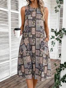 Vestido midi casual con bolsillo para mujer, carnaval de verano, casual - Multicolor 3 - Ver 8