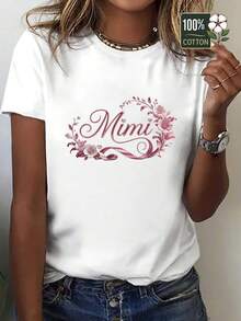 Women's Comfortable Pure Cotton T-Shirt, MiMi Name Art Brand, Luxury - 白色 - 查看 7