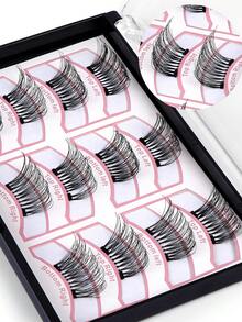 MAANGE 3 Pairs Magnetic False Eyelashes, Half-Lash Style, No Glue Needed, Short Magnetic Eyelashes, Natural Cat Eye Makeup Effect, Reusable, Suitable For Eyelash Extensions, Ideal For Those With Heavy Eyelids, Makeup Bloggers, And As A Gift - Black - View 12