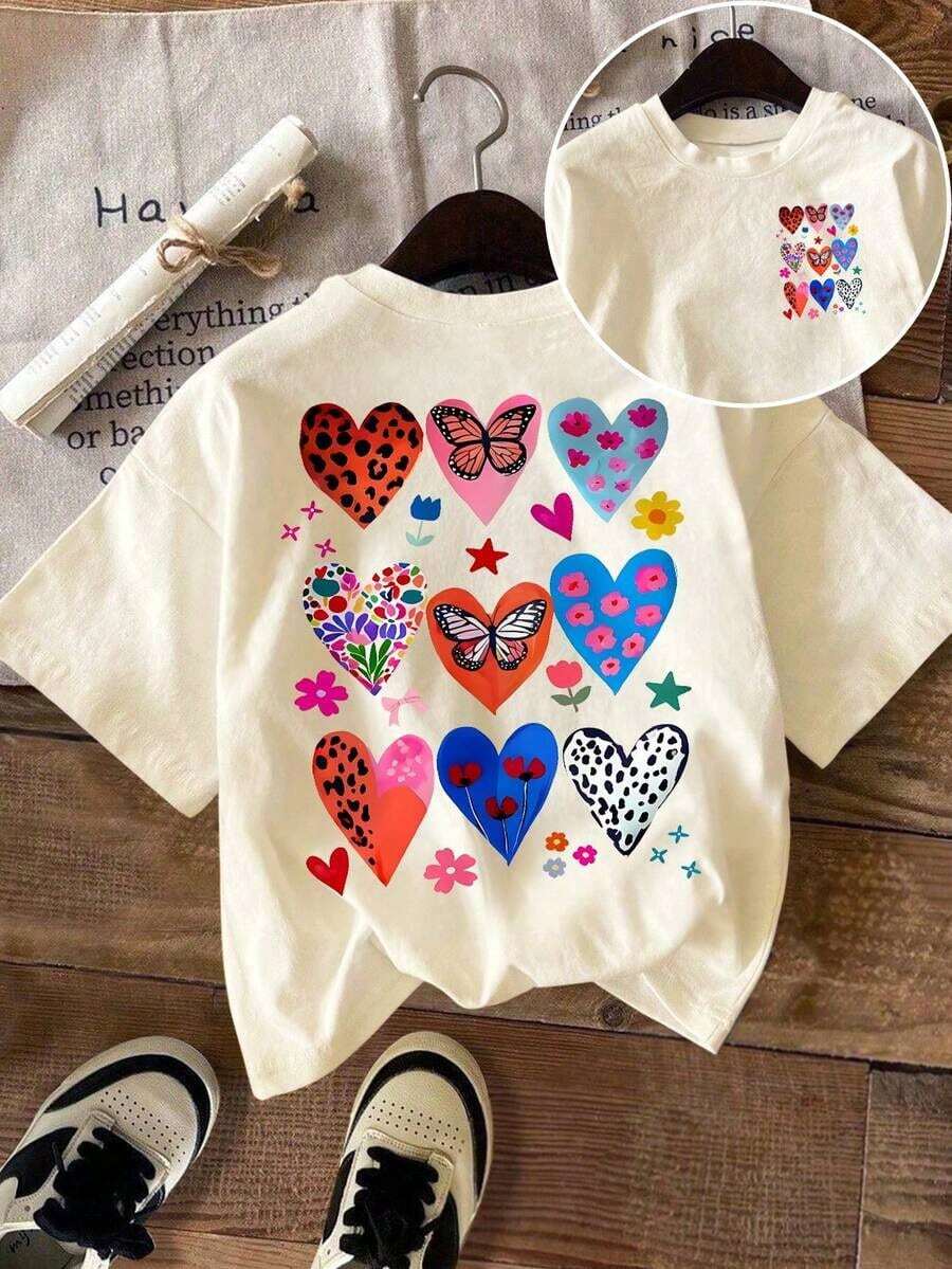 Camiseta gráfica para mujer, camiseta de manga corta de estilo casual y urbano, top de verano lindo - Albaricoque - Ver 1